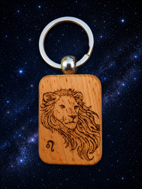 Sleutelhanger horoscoop handgebrand en gepersonaliseerd