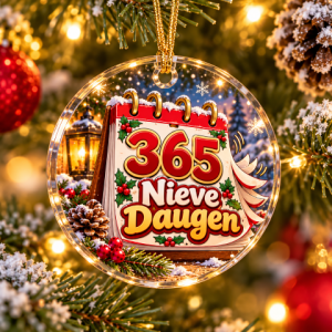 Epoxy kerstschijf 6cm "365 Nieve Daugen"