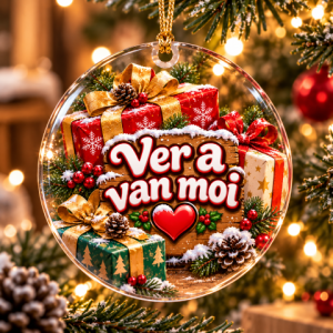 Epoxy kerstschijf 6cm "Ver a van moi"