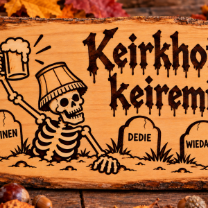 Pyrografie "Keirkhof keiremis" op bestelling hout naar keuze 25x20 cm